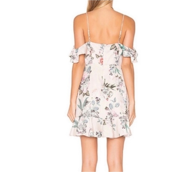 Revolve Majorelle Salsa Dress Blush Pink Floral Print Mini Dress Ruffled Medium - Picture 14 of 16